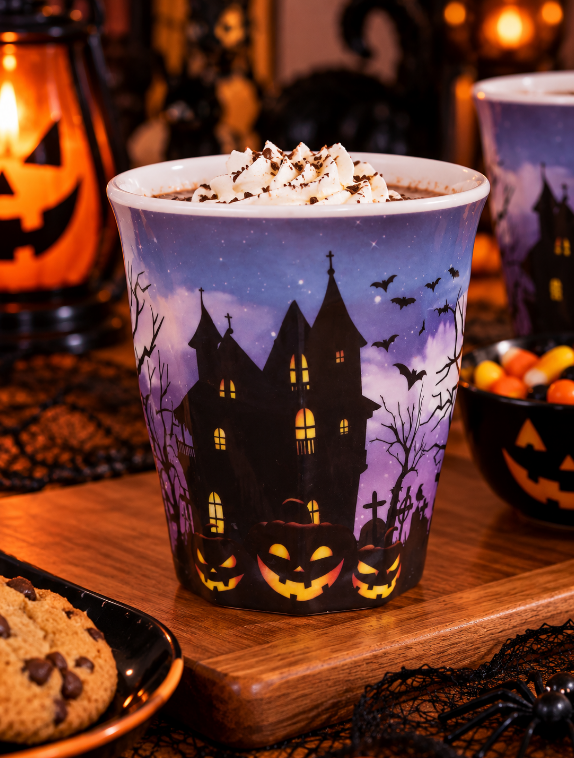 COPO DE MELAMINA HALLOWEEN CASTELO MORCEGOS 300ML - FLORARTE