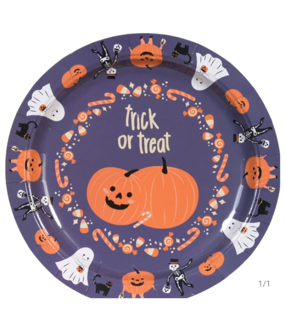 KIT COM 2 BANDEJAS DE PAPEL TRAVESSURAS ABÓBORA HALLOWEEN 30X30CM - FLORARTE