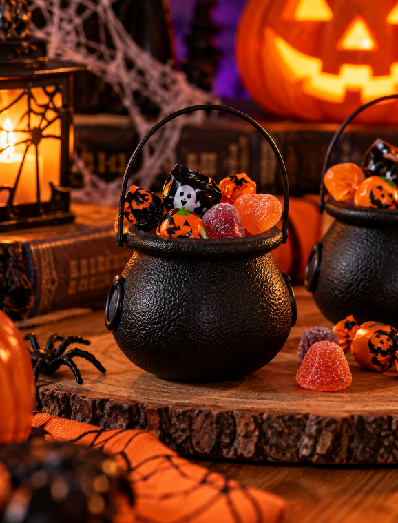 BALDE CALDEIRÃO DA BRUXA HALLOWEEN DECORATIVO PEQUENO PRETO 7X6CM - FLORARTE