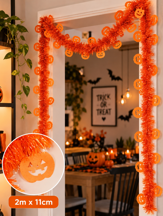 FESTÃO DECORATIVO HALLOWEEN ABÓBORA LARANJA 2MX11CM - FLORARTE