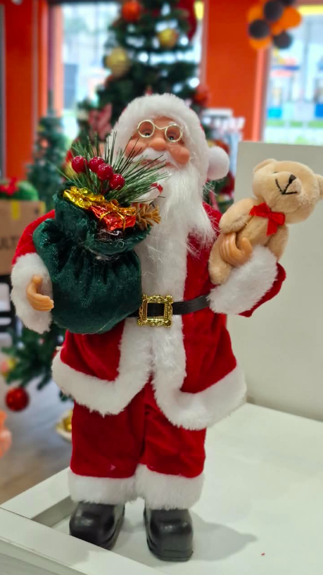 BONECO DECORATIVO DE NATAL PAPAI NOEL VERMELHO 30CM - MULTIART