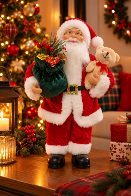 BONECO DECORATIVO DE NATAL PAPAI NOEL VERMELHO 30CM - MULTIART