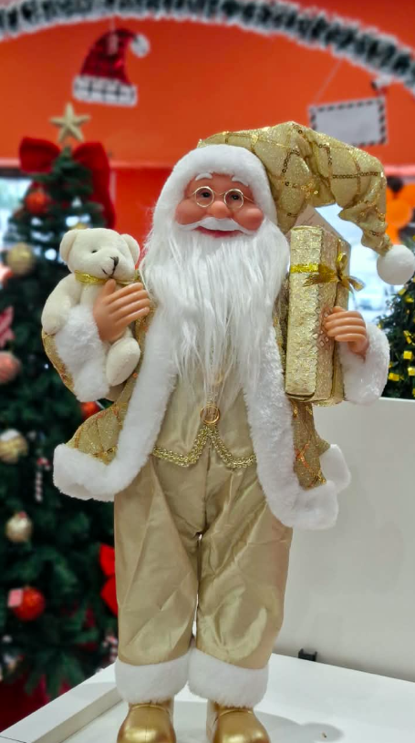 BONECO DECORATIVO DE NATAL PAPAI NOEL DOURADO 45CM - MULTIART