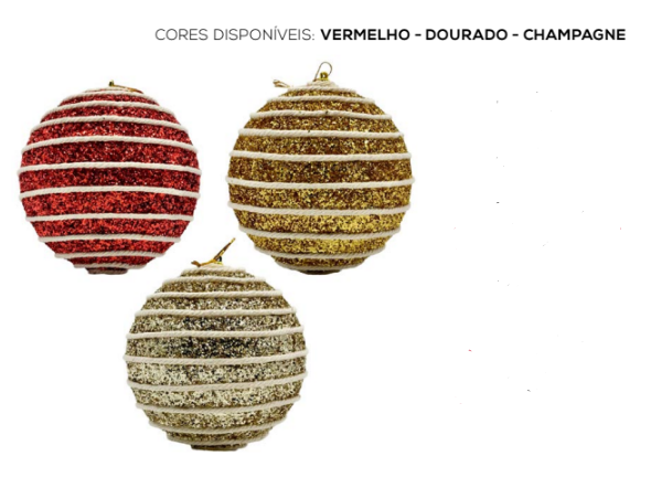 BOLA DE NATAL DECORADA COM GLITTER 10CM CORES SORTIDAS UNITÁRIA - MULTIART