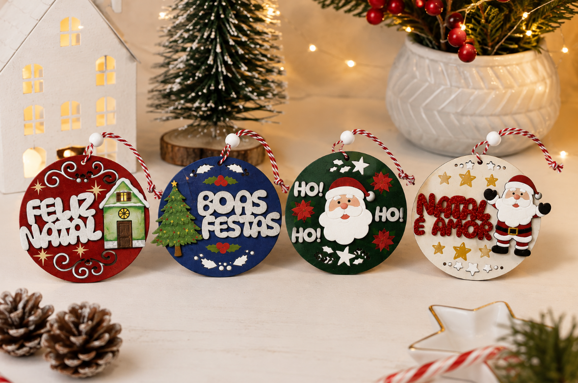 BOLINHA ENFEITE DECORATIVO DE NATAL DE PENDURAR CONTOS DE NATAL 10CM UNITÁRIA SORTIDO - MULTIART