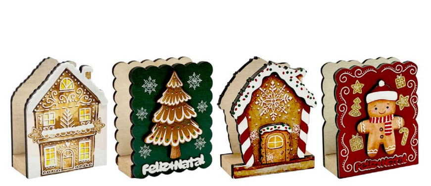 PORTA GUARDANAPO DE MDF GINGERBREAD NATAL 10X8CM UNITÁRIO SORTIDO - MULTIART