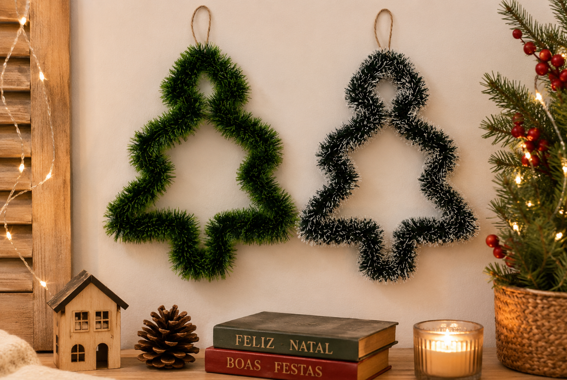 ENFEITE DECORATIVO DE NATAL ÁRVORE DE NATAL FESTÃO 30CM VERDE/NEVADO UNITÁRIO SORTIDO - MULTIART