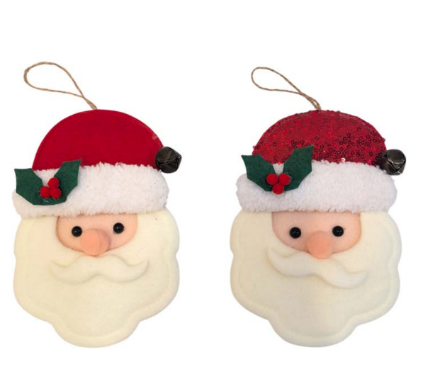 KIT COM 2 ENFEITES DE PENDURAR NATALINOS PAPAI NOEL 17X11CM - MULTIART