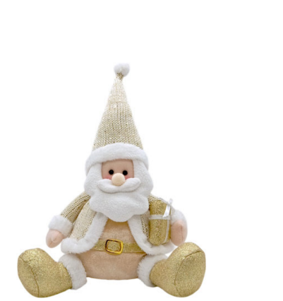 BONECO PAPAI NOEL DECORATIVO DOURADO 45X30CM - MULTIART