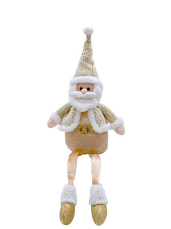 BONECO PAPAI NOEL DOURADO SENTADO DECORATIVO 60X30CM - MULTIART
