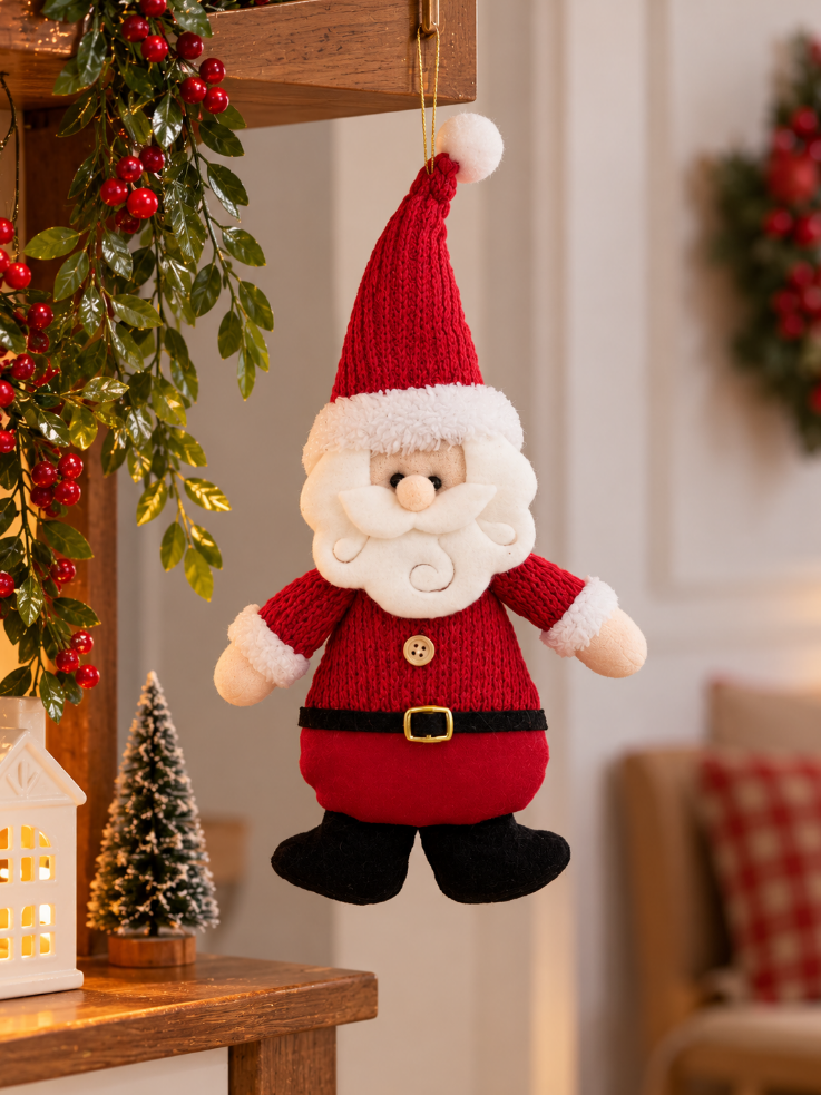 BONECO DE PAPAI NOEL DE POLIÉSTER DE PENDURAR 33x15CM - MULTIART