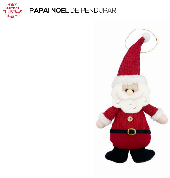 BONECO DE PAPAI NOEL DE POLIÉSTER DE PENDURAR 33x15CM - MULTIART