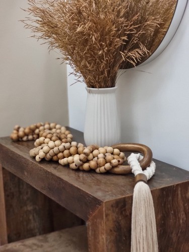 Colar de Mesa Madeira e Semente Artesanal