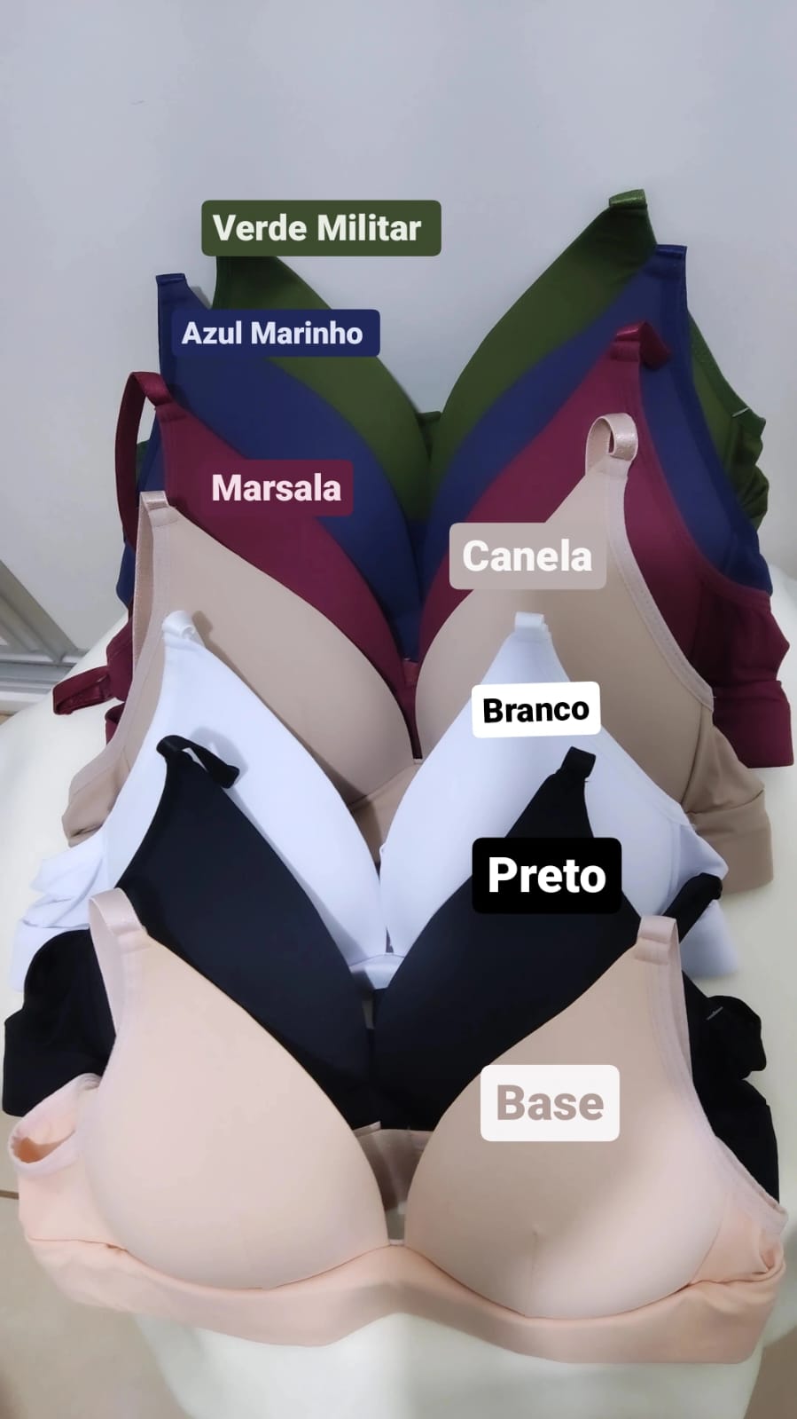 Conjunto Mila Sutiã/ Sutia e Calcinha Liso. Com Bojo e Sem Aro - Costa com Decote Quadrado