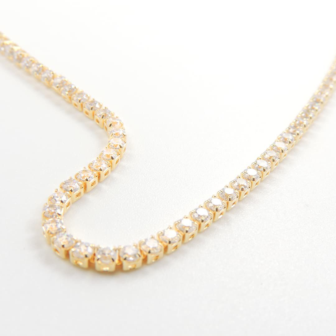 Colar choker Riviera  Cristal Zirconia  Grossa 4mm  - Semijoia Banhada a Ouro 18k