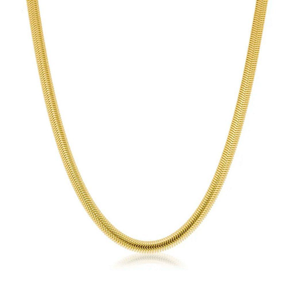 Colar Malha Corrente Lacraia/ Salamandra ou Serpente de 8mm - Semijoia Banhada a Ouro 18K