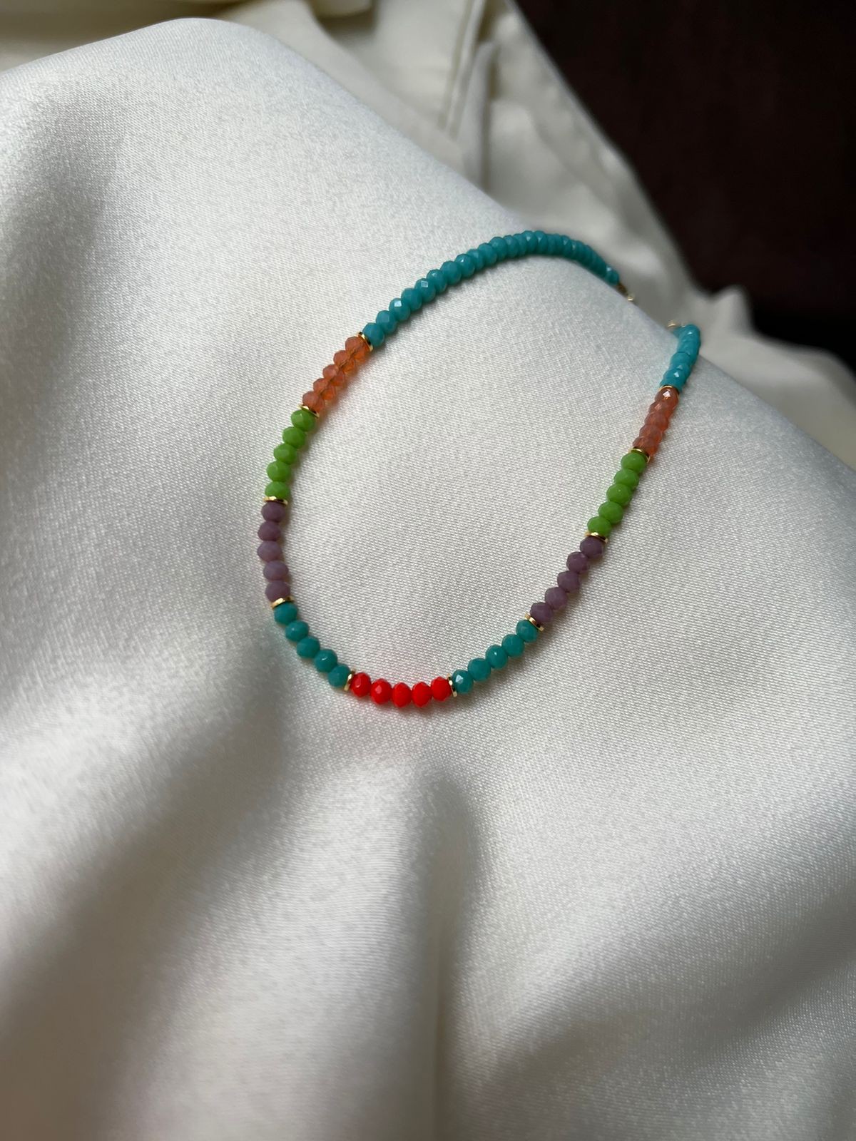 Colar Cristalzinho - Chocker Cristalzinho em Degrade  Colorido - Banhado em ouro 18K