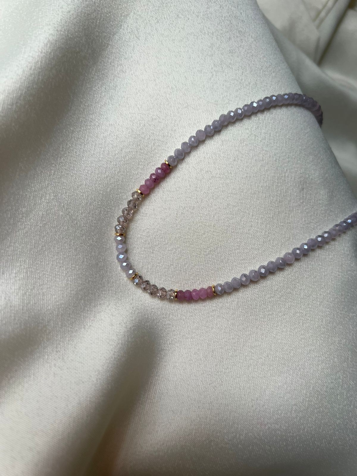 Colar Cristalzinho - Chocker Cristalzinho em Degrade  Colorido - Banhado em ouro 18K