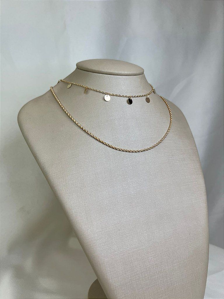 Colar/ Chocker Bolinhas Regulável - Semijoia Banhada Ouro 18 K