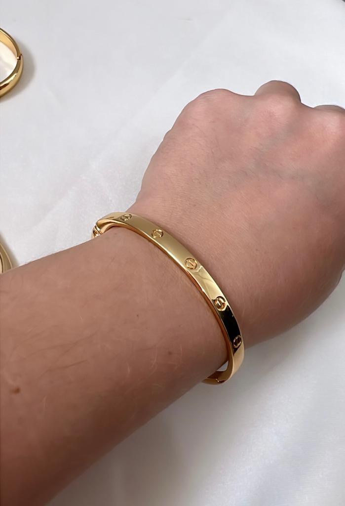 Bracelete/ Pulseira Liso/Trabalhado - Semijoia Delicada Banhada a Ouro 18K