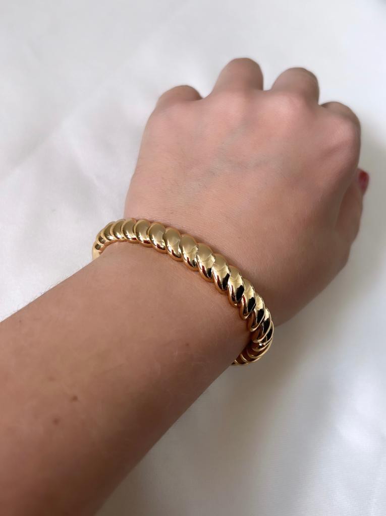 Bracelete/ Pulseira Liso/Trabalhado - Semijoia Delicada Banhada a Ouro 18K
