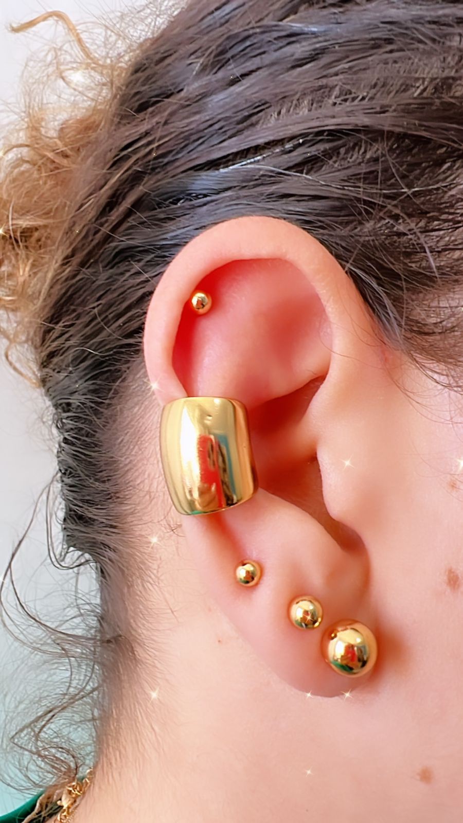 Piercing Fake Liso Largo - Banhada a Ouro 18K - Semijoia