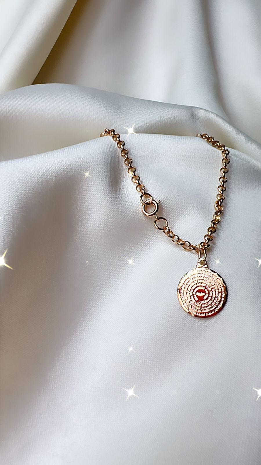 Pulseira Oração Pai Nosso Corrente Em Elos Com Pingente  - Semijoia Banhada a Ouro 18k