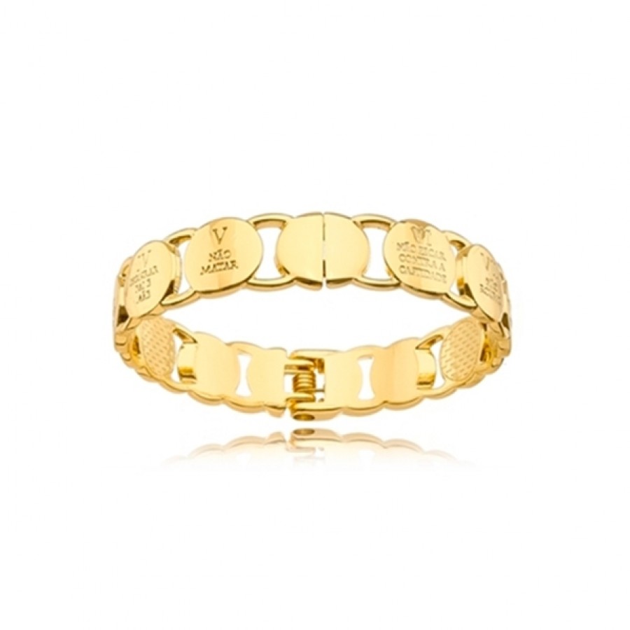 Braceletes Lisos e Trabalhados/ Pulseiras - Semijoias Banhada a Ouro 18K