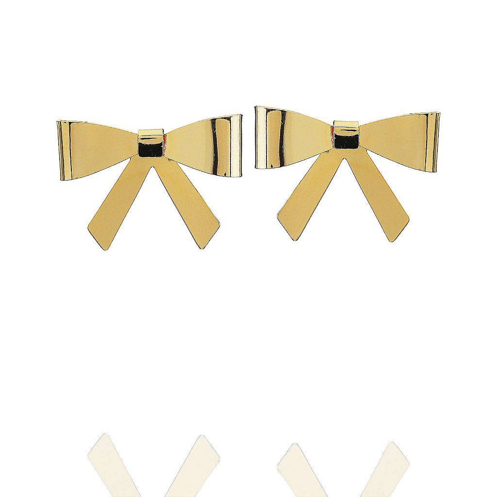 Conjunto Laço Gravatinha Ajustável- Brinco Mais Colar - Semijoia Banhada a Ouro 18K