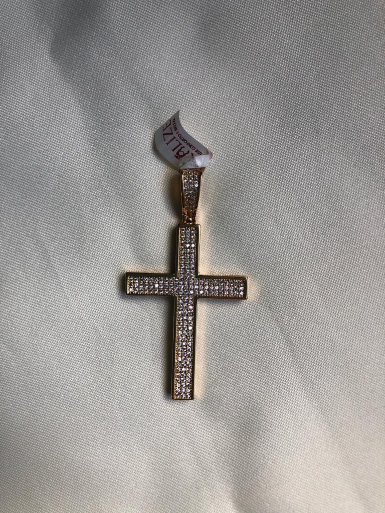 Pingente Coração Crav.- Cruz Crav.- Circúlo+ Pedras P/- Colar/Aro- Semijoia Delicada Banhada a Ouro 18K