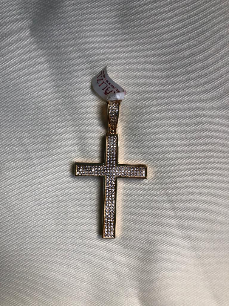 Pingente Coração Crav.- Cruz Crav.- Circúlo+ Pedras P/- Colar/Aro- Semijoia Delicada Banhada a Ouro 18K