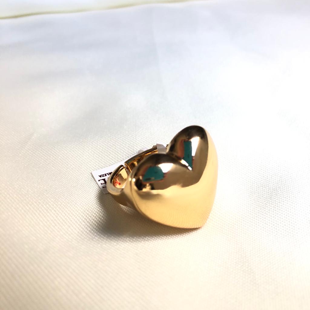 Anel Coração Grande Liso  Elegante e Romântico - Ajustavel - Banhado a Ouro 18k - Semijoia