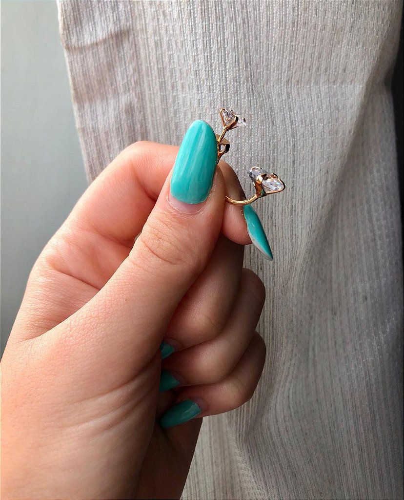 Brinco Zirconia - Encaixe 2 em 1 Cravejado- Banho de ouro 18K