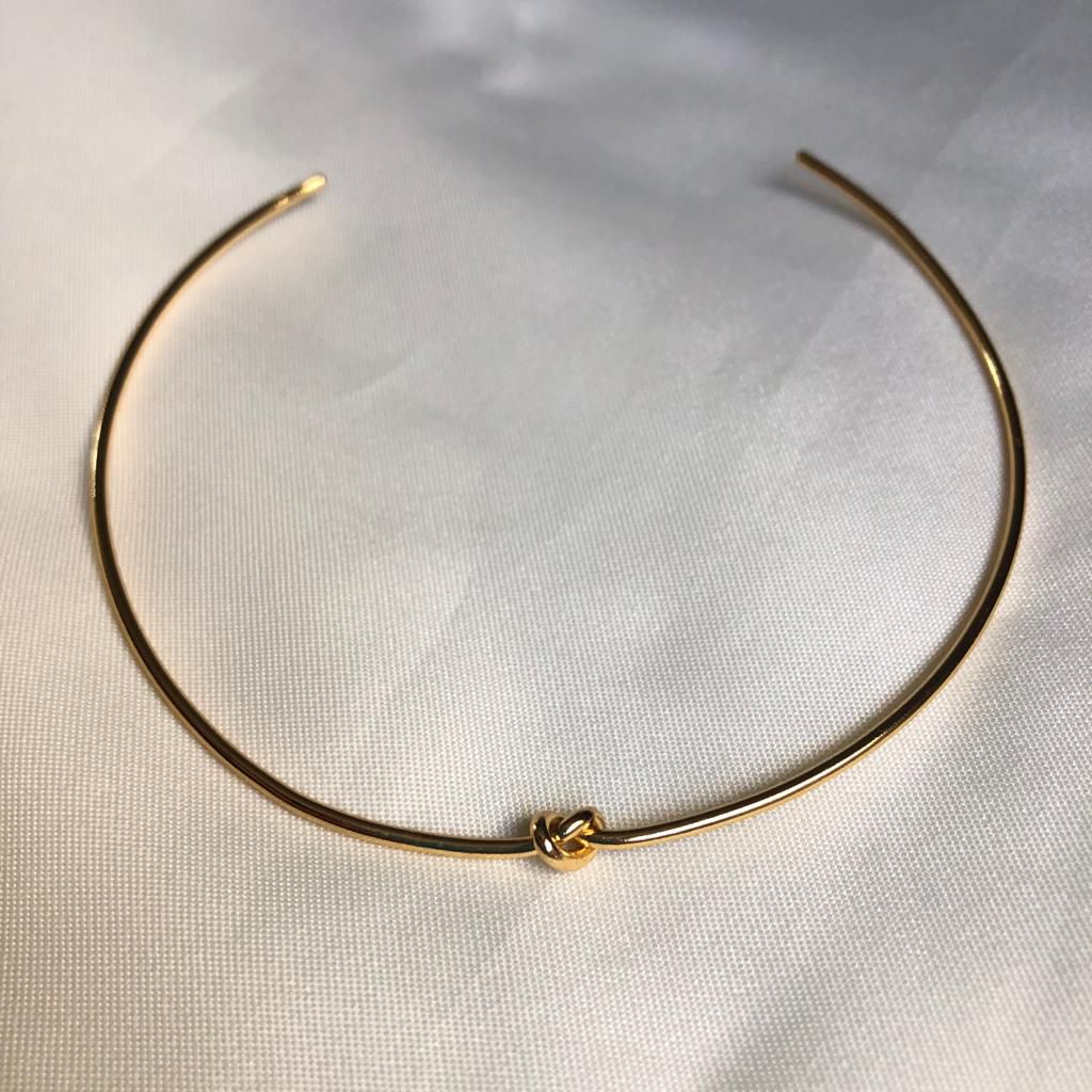 Aro/ Chocker /Gargantilha/Colar Nó Fino Liso - Semijoia Banhada Ouro 18 K