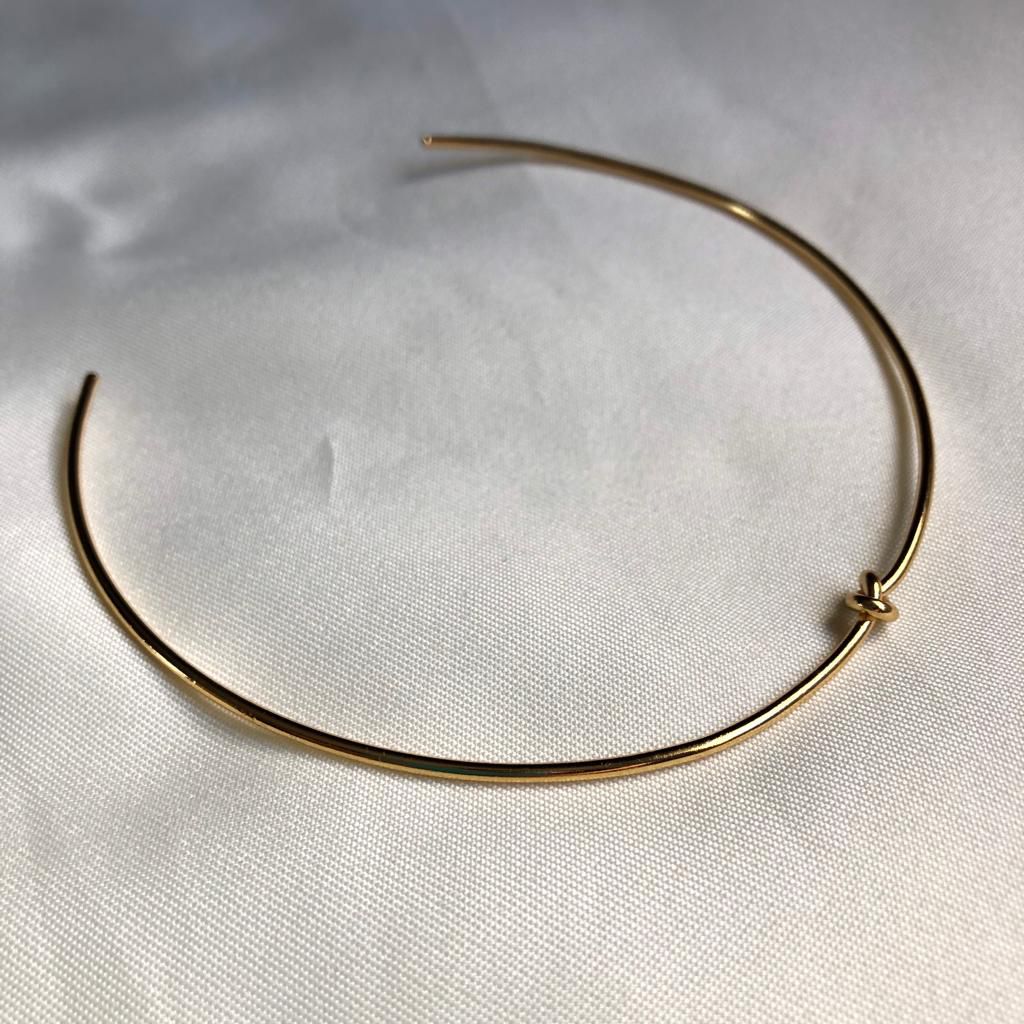 Aro/ Chocker /Gargantilha/Colar Nó Fino Liso - Semijoia Banhada Ouro 18 K