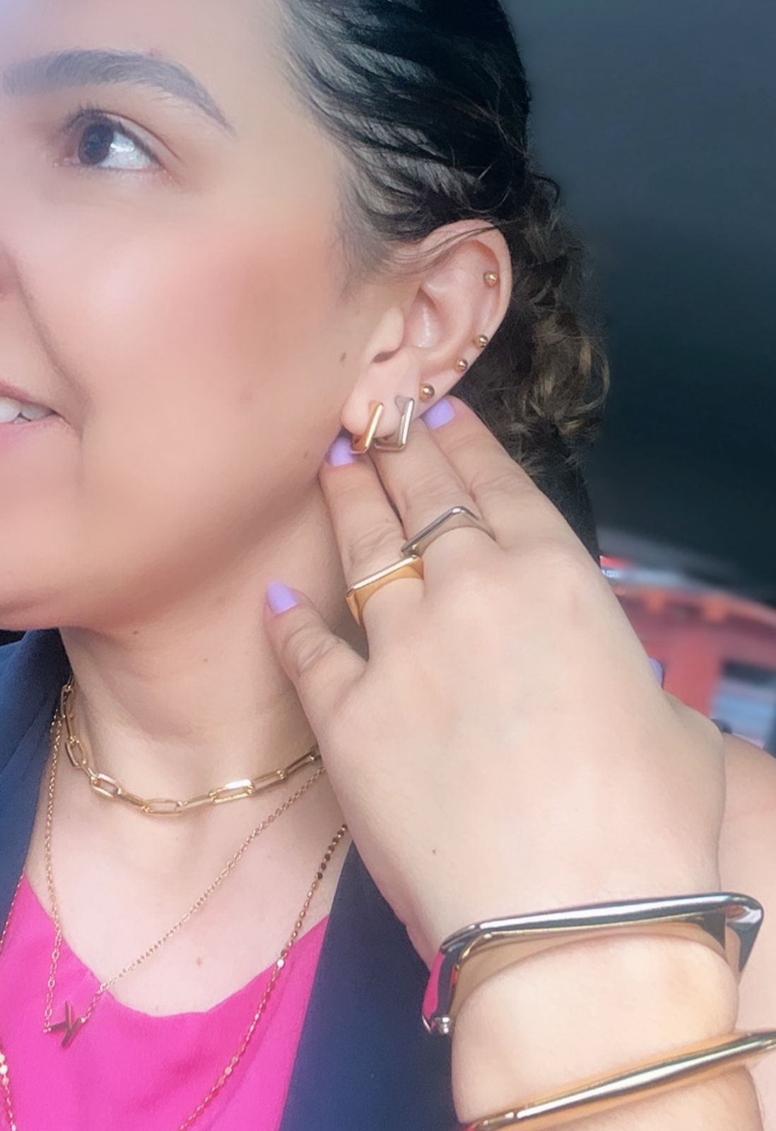 Anel Quadrado Fino Liso Ajustável Duo - Semijoia Banhada Ouro 18K  ou Ródio