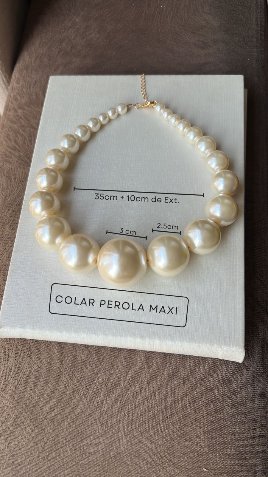 Colar Maxi Perola - Semijoia Banhada a Ouro 18K