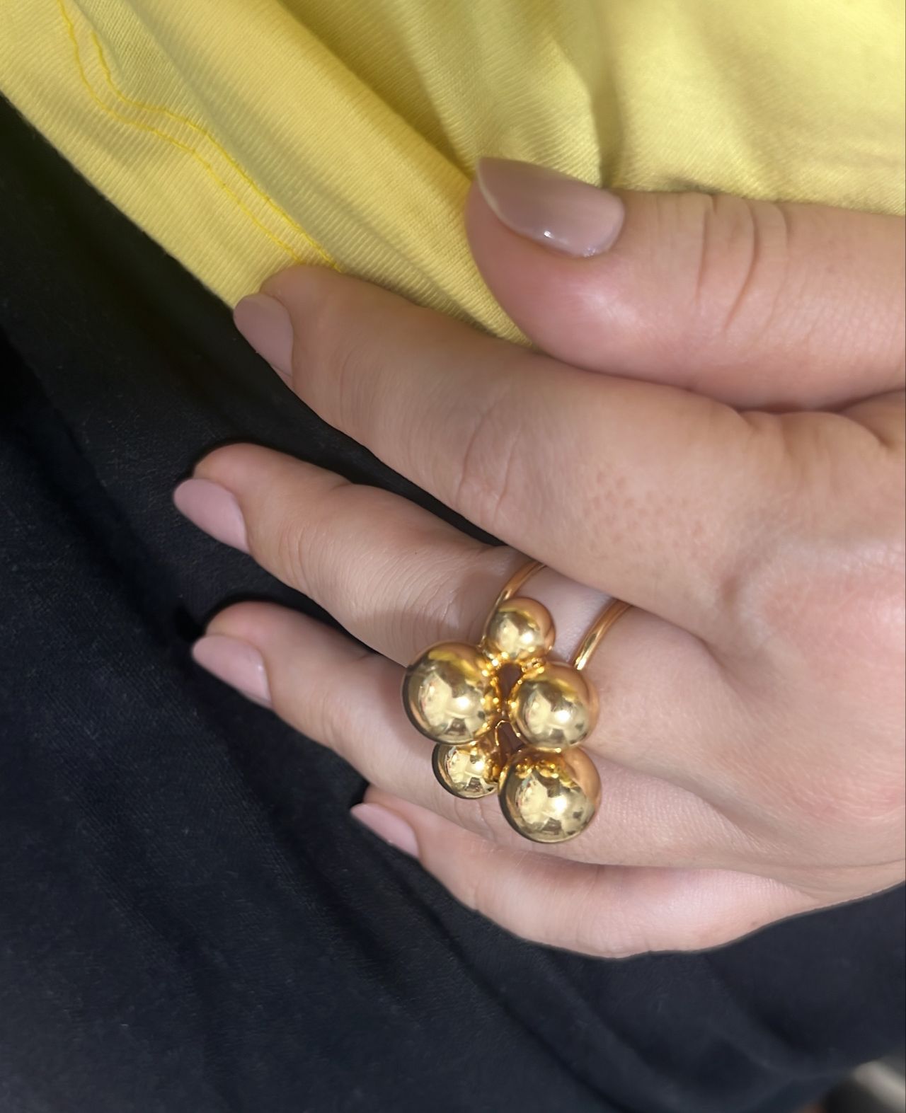 Anel Bia de 6 Bolas/ Esferas - Ajustável- Semijoia Banhada a Ouro 18K