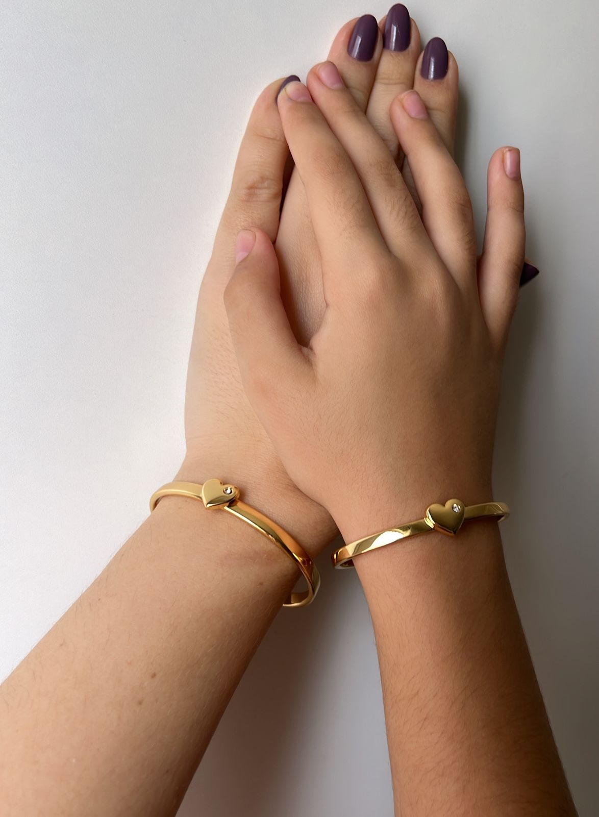 Bracelete de Coração com Ponto de Luz - Bracelete Kit Mãe e Filha - Semijoia banhada a ouro 18k