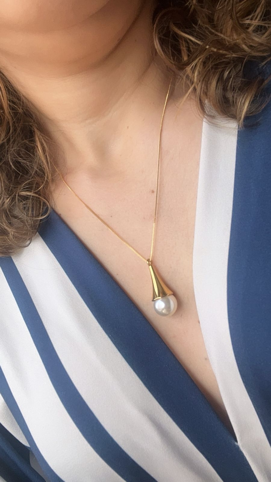 Conjunto Gota de Pérola - Semijoia  Banhada a Ouro 18K