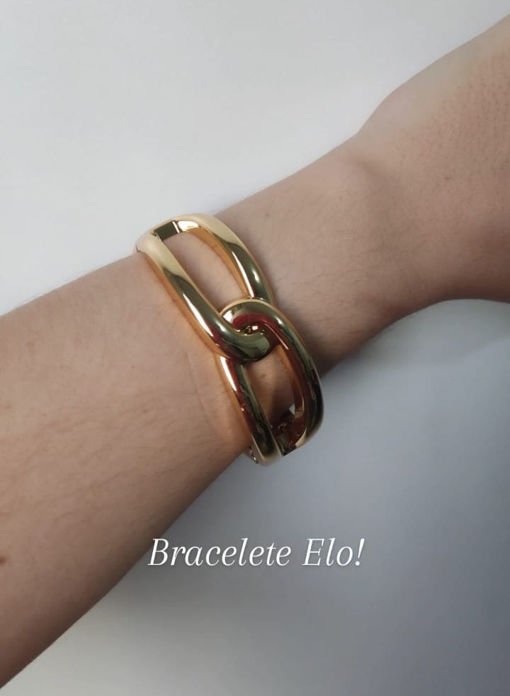 Bracelete Elo Dourado Impacto - Luxo e Estilo Atemporal - Semijoia Banhada a Ouro 18K