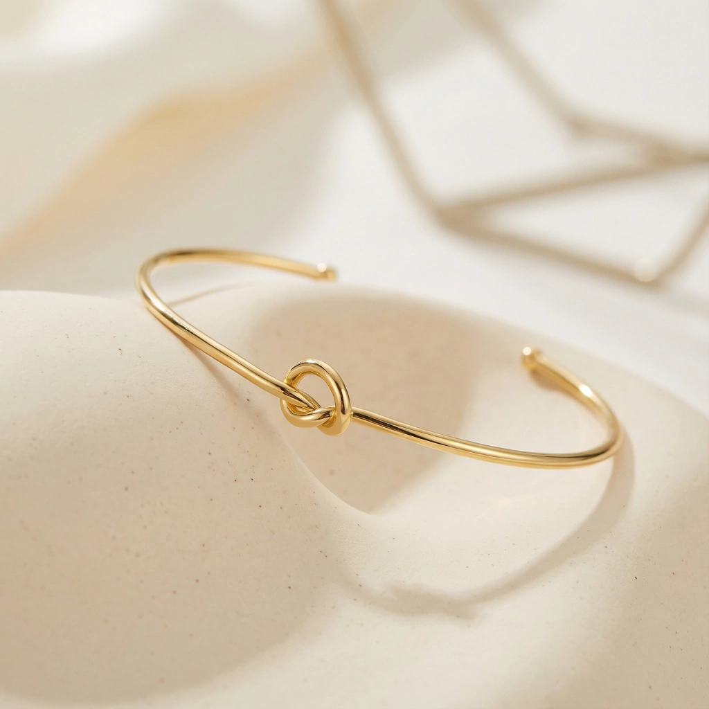 Bracelete Nó Aberto Ajustável Dourado - No – Semijoia Minimalista - Semijoia Banhada em Ouro 18K