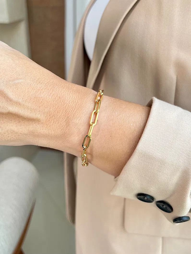 Pulseira Colar Elos Clássico - Elos Cartier Atemporal - Semijoia Banhada Ouro 18K