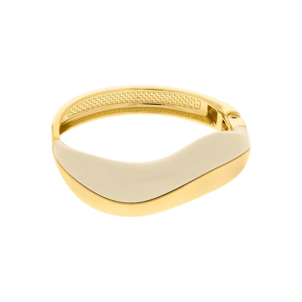 Bracelete Movimento Off White Dourado – Semijoia Moderna Kalize - Banhada em Ouro 18K