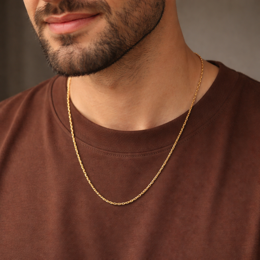 Colar Masculino Eterno de 60cm Com Elos de 2,5mm - Semijoia Banhada a Ouro 18K - Kalize