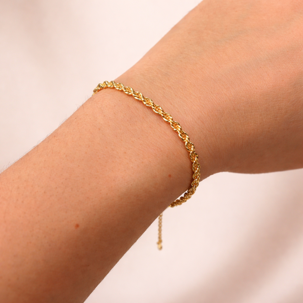Pulseira Cordão Baiano ou Cabo de Aço 3mm - Semijoia Banhada a Ouro 18k