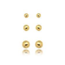 Brinco Trio de Bolinhas - Kit -  Semijoia de Luxo  Banhada a Ouro 18k