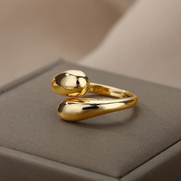 Anel Gotas Liso Ajustavel /Regulavel - Banhado a Ouro 18k - Semijoia