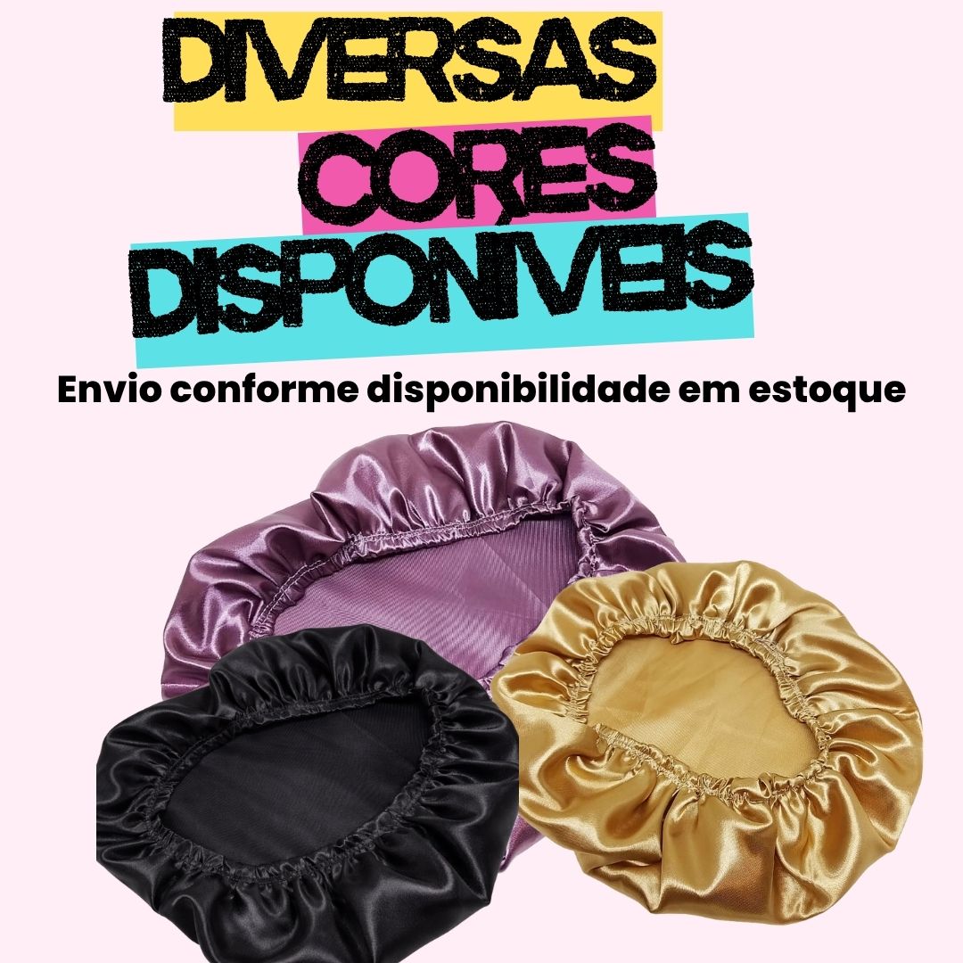 Touca de Cetim Anti-Frizz para Dormir - Pcte c/ 12 unid