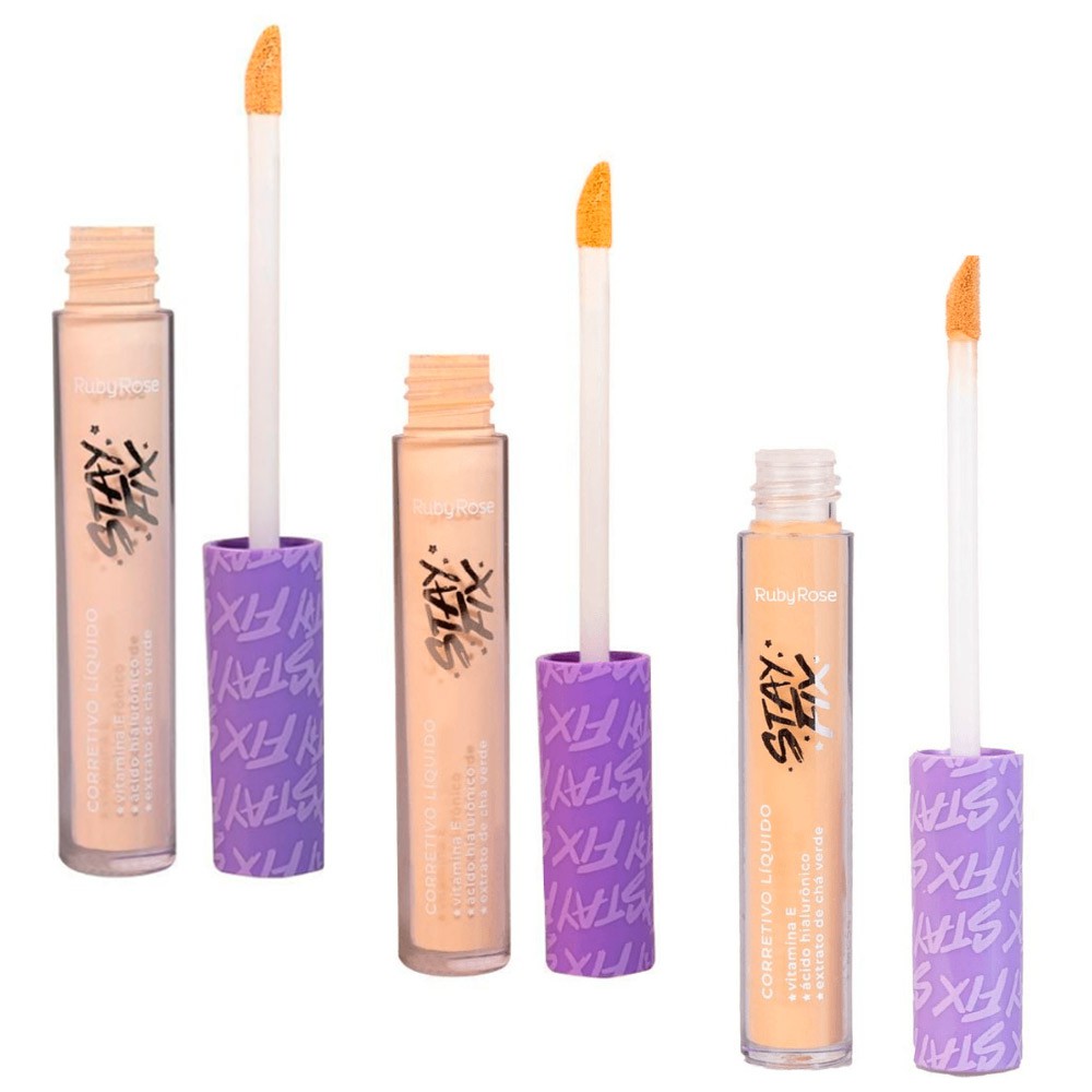 Corretivo Líquido Stay Fix Grupo 1 Cores Claras Ruby Rose HB-912/G1 - Kit c/ 06 unid